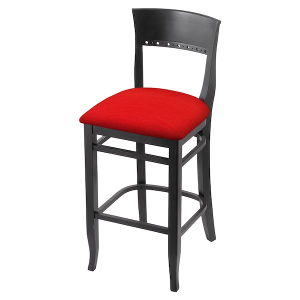 25" Counter Stool, Black Finish, Canter Red Seat